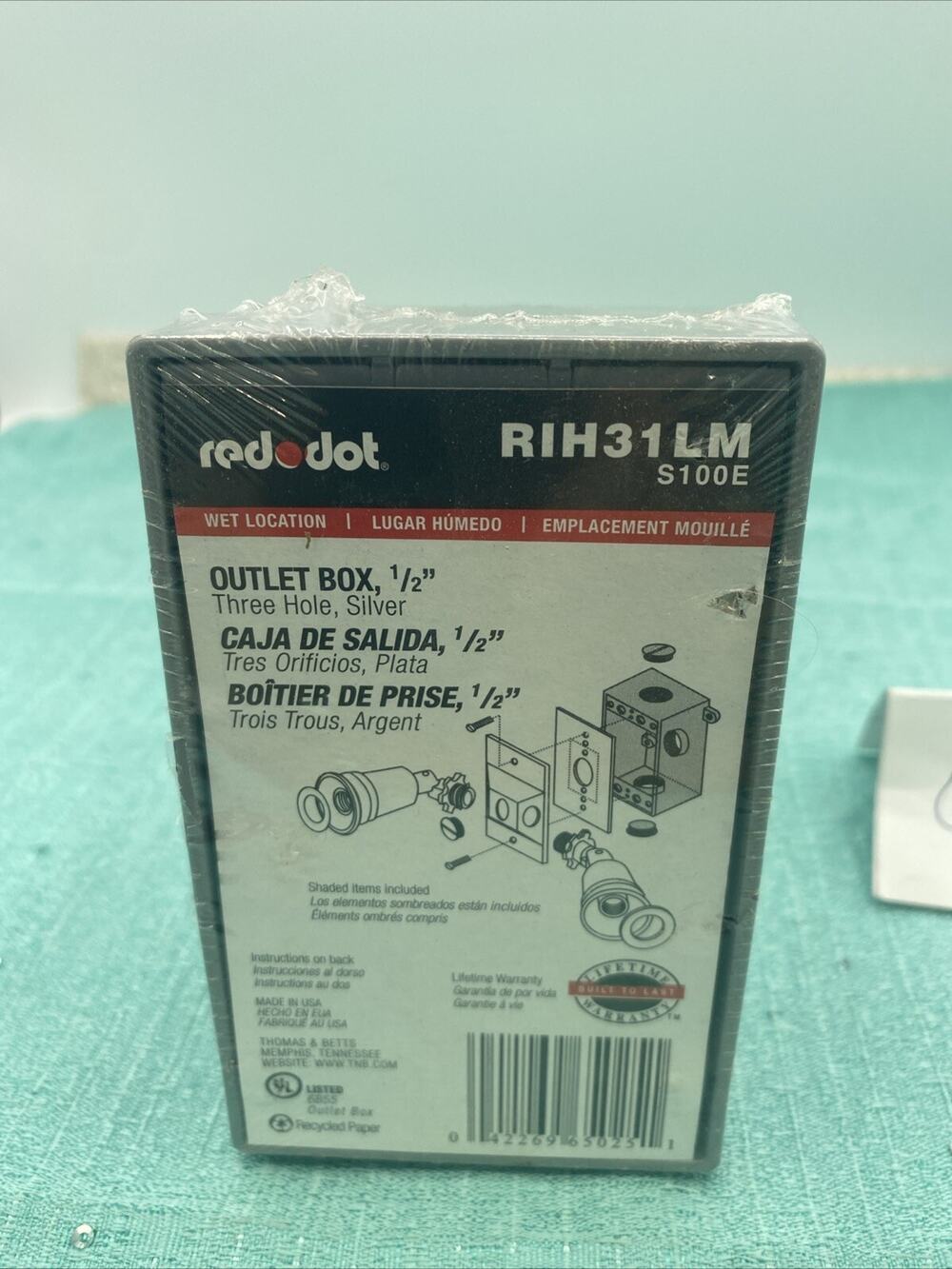 Red Dot RIH31LM 1/2" Outlet Box Three Hole Silver S100E